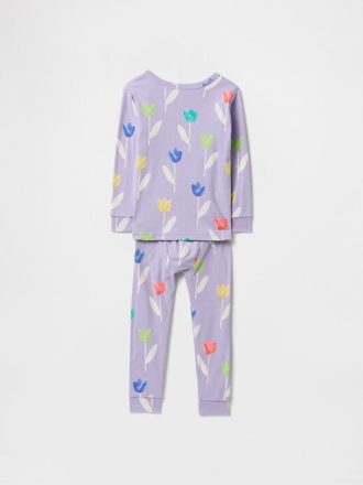 Conjunto de pijama de algodón orgánico cepillado para bebés y niños pequeños