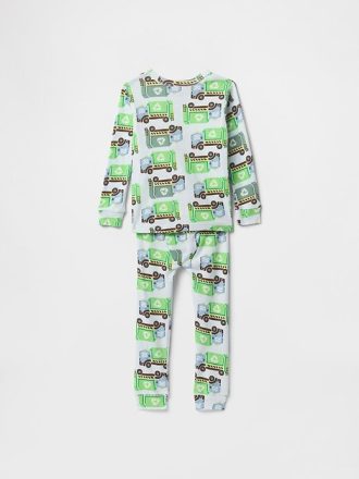 Conjunto de pijama de algodón orgánico cepillado para bebés y niños pequeños