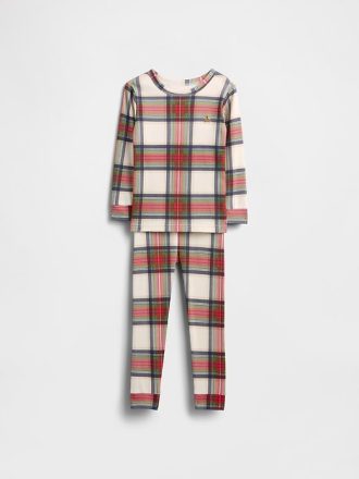 Conjunto de pijama de algodón orgánico cepillado para bebés y niños pequeños