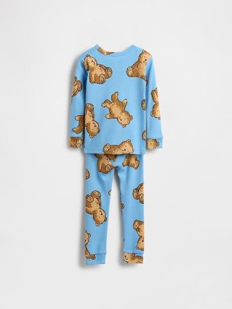 Conjunto de pijama de algodón orgánico cepillado para bebés y niños pequeños