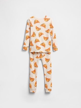 Conjunto de pijama de algodón orgánico cepillado para bebés y niños pequeños