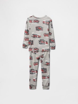 Conjunto de pijama de algodón orgánico cepillado para bebés y niños pequeños