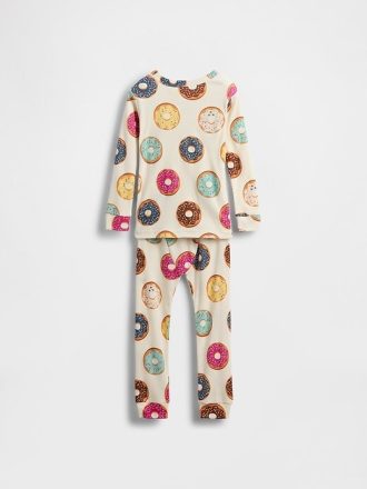 Conjunto de pijama de algodón orgánico cepillado para bebés y niños pequeños