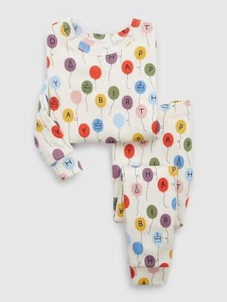 Conjunto de pijama de cumpleaños de algodón orgánico para bebés y niños pequeños