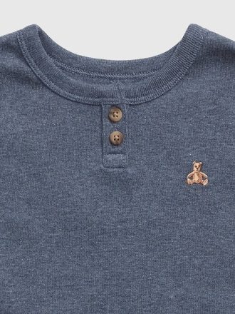 Conjunto de pijama Henley de algodón orgánico jaspeado para bebés y niños pequeños