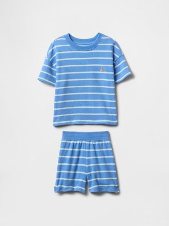 Conjunto de rayas con textura de felpa para bebé y niño pequeño