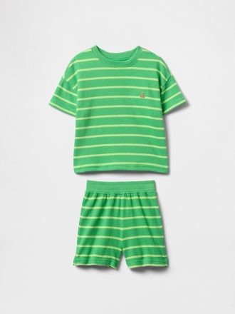 Conjunto de rayas con textura de felpa para bebé y niño pequeño