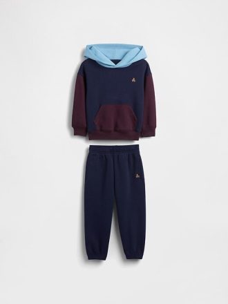 Conjunto de sudadera con capucha y bloques de color vintage para bebé y niño pequeño