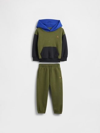 Conjunto de sudadera con capucha y bloques de color vintage para bebé y niño pequeño