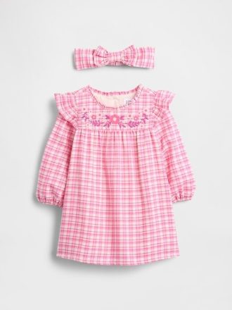 Conjunto de vestido de cuadros vichy para bebé Conjunto de vestido de cuadros vichy para bebé