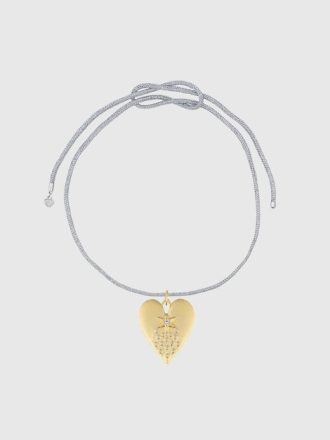 Cordón de lúrex plateado HART con dije de corazón Halleys