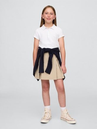 Falda pantalón plisada caqui fácil de usar para niños Falda pantalón plisada caqui fácil de usar para niños