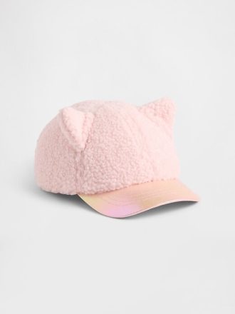Gorra de béisbol con diseño de gato metalizado y sherpa para niños pequeños