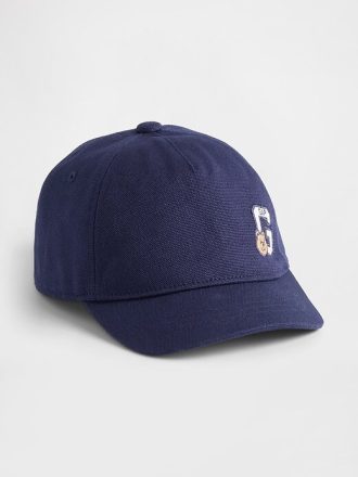 Gorra de béisbol de algodón orgánico con logotipo de oso para niños pequeños