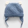 Gorro de bebé con diseño de oso de punto trenzado y forro de sherpa Gorro de bebé con diseño de oso de punto trenzado y forro de sherpa