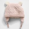 Gorro de bebé con diseño de oso de punto trenzado y forro de sherpa Gorro de bebé con diseño de oso de punto trenzado y forro de sherpa