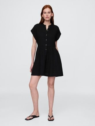 Minivestido camisero de gasa de algodón