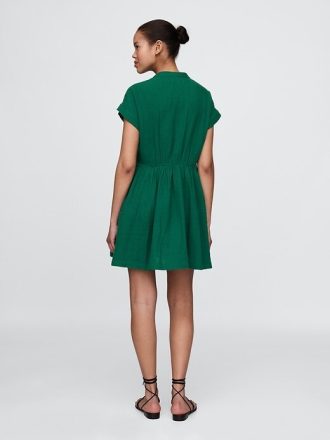 Minivestido camisero de gasa de algodón