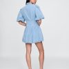 Minivestido camisero de mezclilla con burbujas