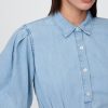 Minivestido camisero de mezclilla con burbujas