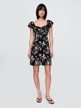 Minivestido de crepé con mangas onduladas