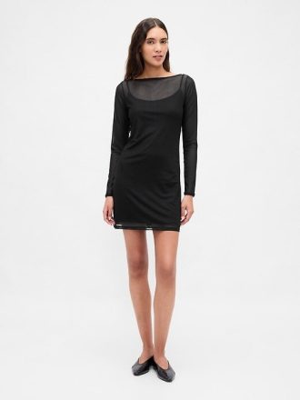 Minivestido de malla con cuello barco