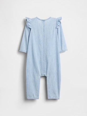 Mono de mezclilla para bebé con bolsillo en forma de corazón