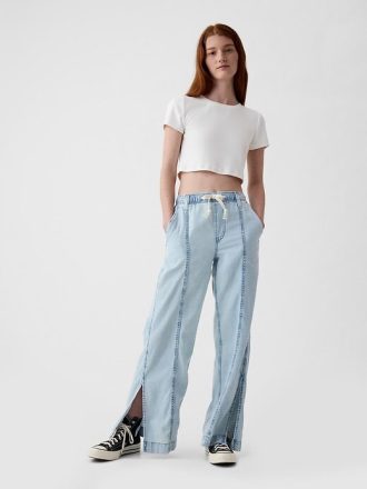 Pantalones anchos de mezclilla fáciles de usar