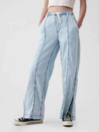 Pantalones anchos de mezclilla fáciles de usar