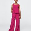 Pantalones anchos fáciles de hacer de gasa arrugada para niños Pantalones anchos fáciles de hacer de gasa arrugada para niños