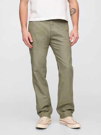 Pantalones caqui de lino y algodón