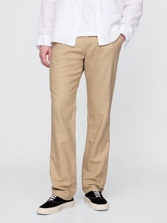 Pantalones caqui de lino y algodón