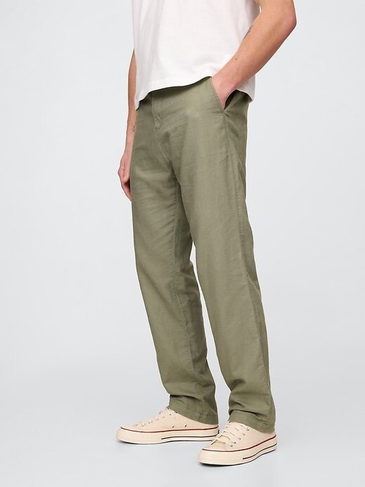 Pantalones caqui de lino y algodón Pantalones caqui de lino y algodón