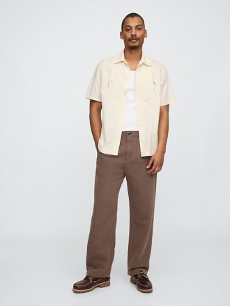 Pantalones caqui holgados plisados  de lino y algodón de los años 90