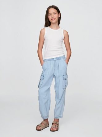 Pantalones cargo de paracaídas de mezclilla para niños