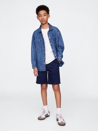 Pantalones cortos caqui holgados de 7″ para niños