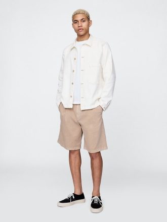 Pantalones cortos caqui plisados