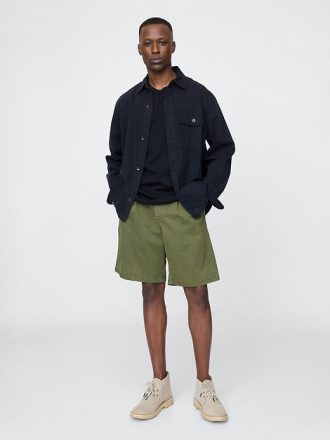Pantalones cortos caqui plisados