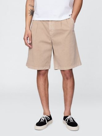 Pantalones cortos caqui plisados