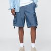 Pantalones cortos cargo holgados de mezclilla de 11″