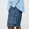 Pantalones cortos cargo holgados de mezclilla de 11″