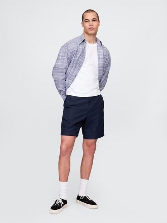 Pantalones cortos de lino y algodón de 8″