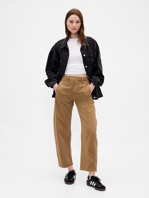 Pantalones de sarga de tiro medio Pantalones de sarga de tiro medio