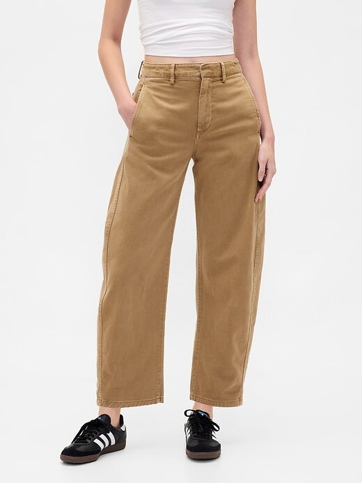 Pantalones de sarga de tiro medio Pantalones de sarga de tiro medio
