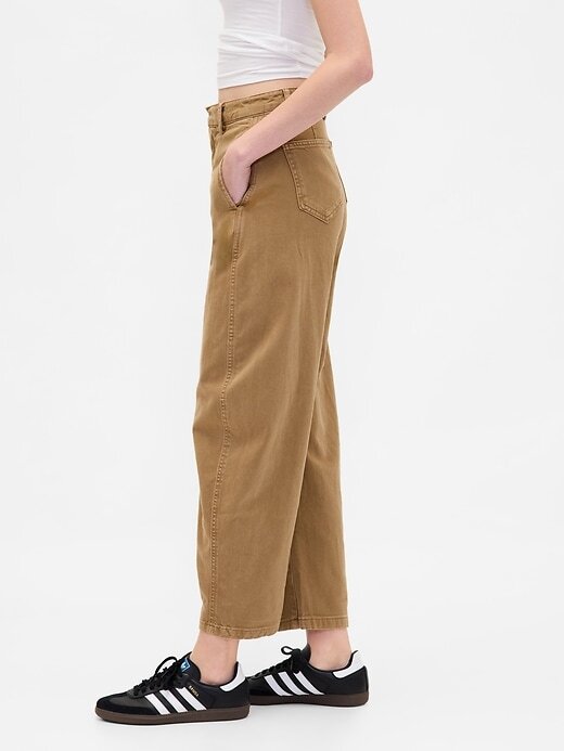 Pantalones de sarga de tiro medio Pantalones de sarga de tiro medio
