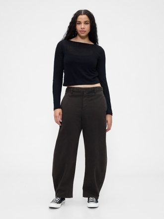 Pantalones de sarga de tiro medio Pantalones de sarga de tiro medio
