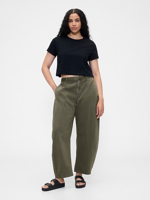 Pantalones de sarga de tiro medio Pantalones de sarga de tiro medio