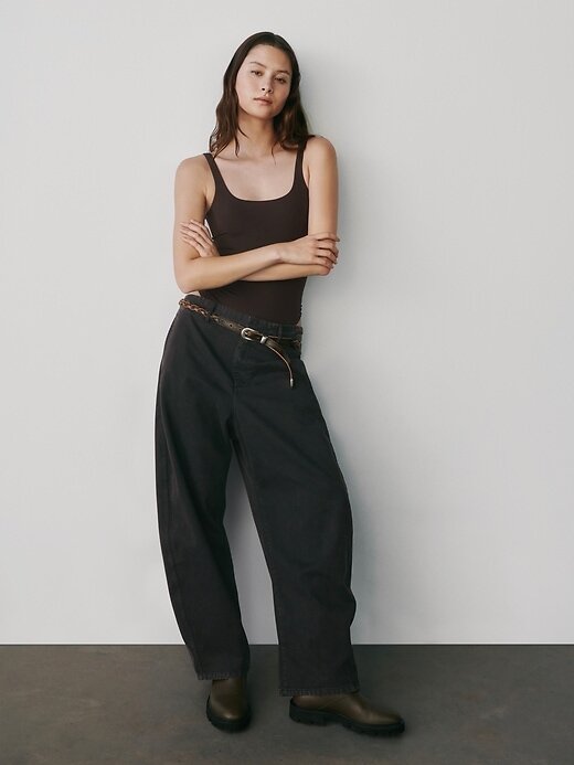 Pantalones de sarga de tiro medio Pantalones de sarga de tiro medio