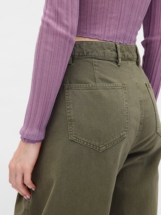 Pantalones de sarga de tiro medio Pantalones de sarga de tiro medio