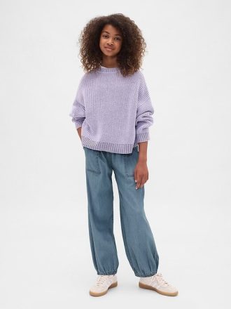 Pantalones deportivos holgados de mezclilla de tiro alto para niños